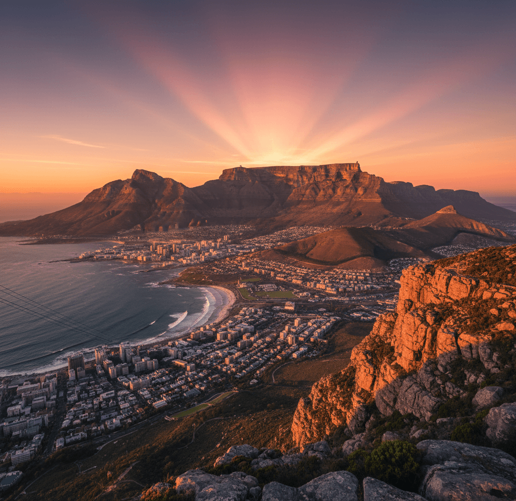Table Mountain ao pôr do sol