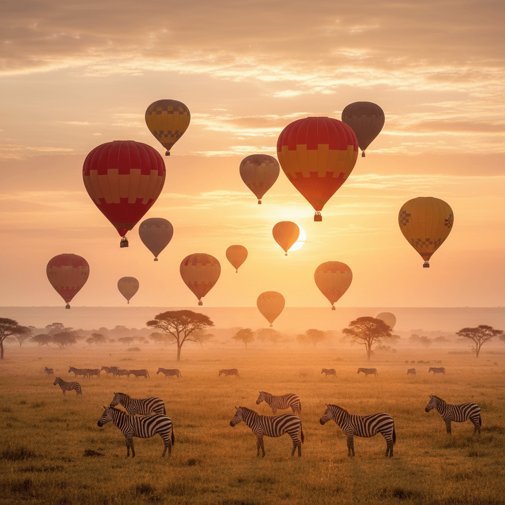 Balão sobre a savana